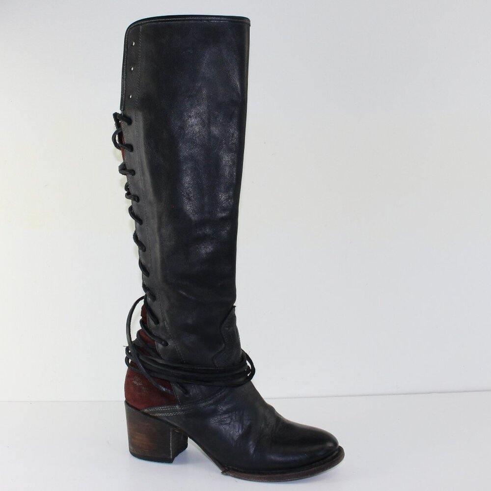 Freebird Steven Coal Tall High Black Black Leather Boots (7 US) - Picture 5 of 11